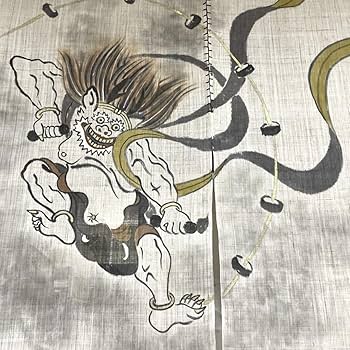 暖簾『風神雷神』水墨画家による肉筆 一点物 暖簾『風神雷神』水墨画家による肉筆 一点物 - メルカリ